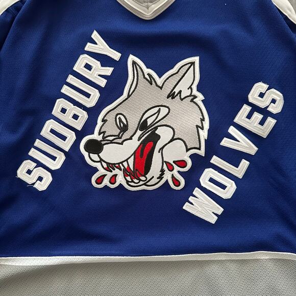 Vintage Sudbury Wolves CCM Maska Air Knit Hockey Jersey Minor League Moose - Picture 4 of 6